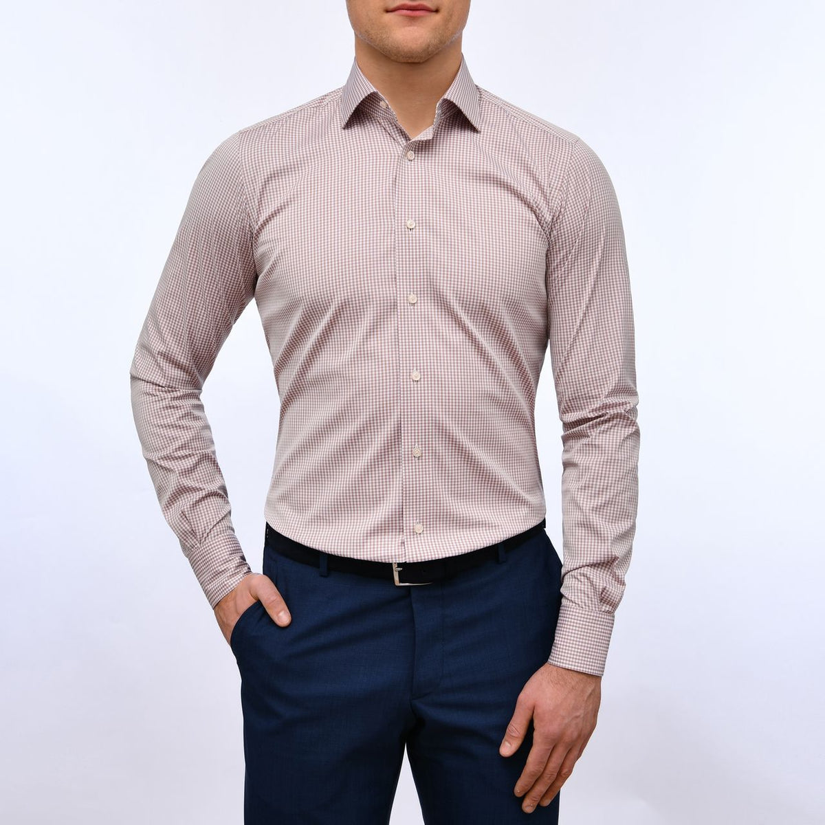 Checked Twill Sport Shirt in Bright Red — Emanuel Berg