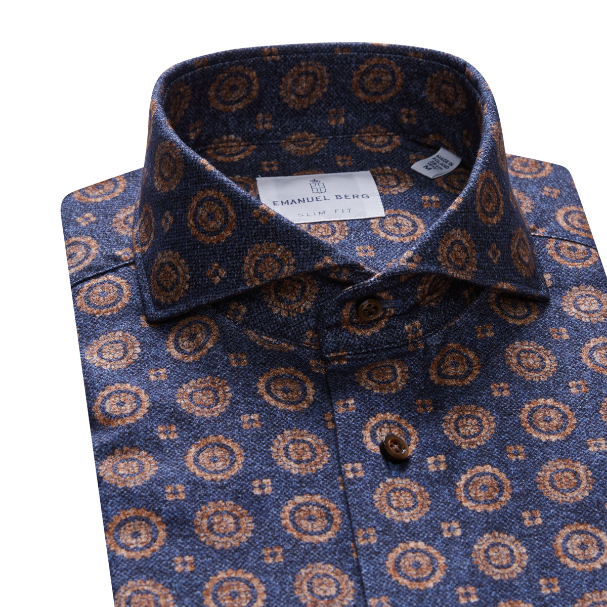 Tailored Brushed Cotton Twill Shirt in Dark Blue — Emanuel Berg
