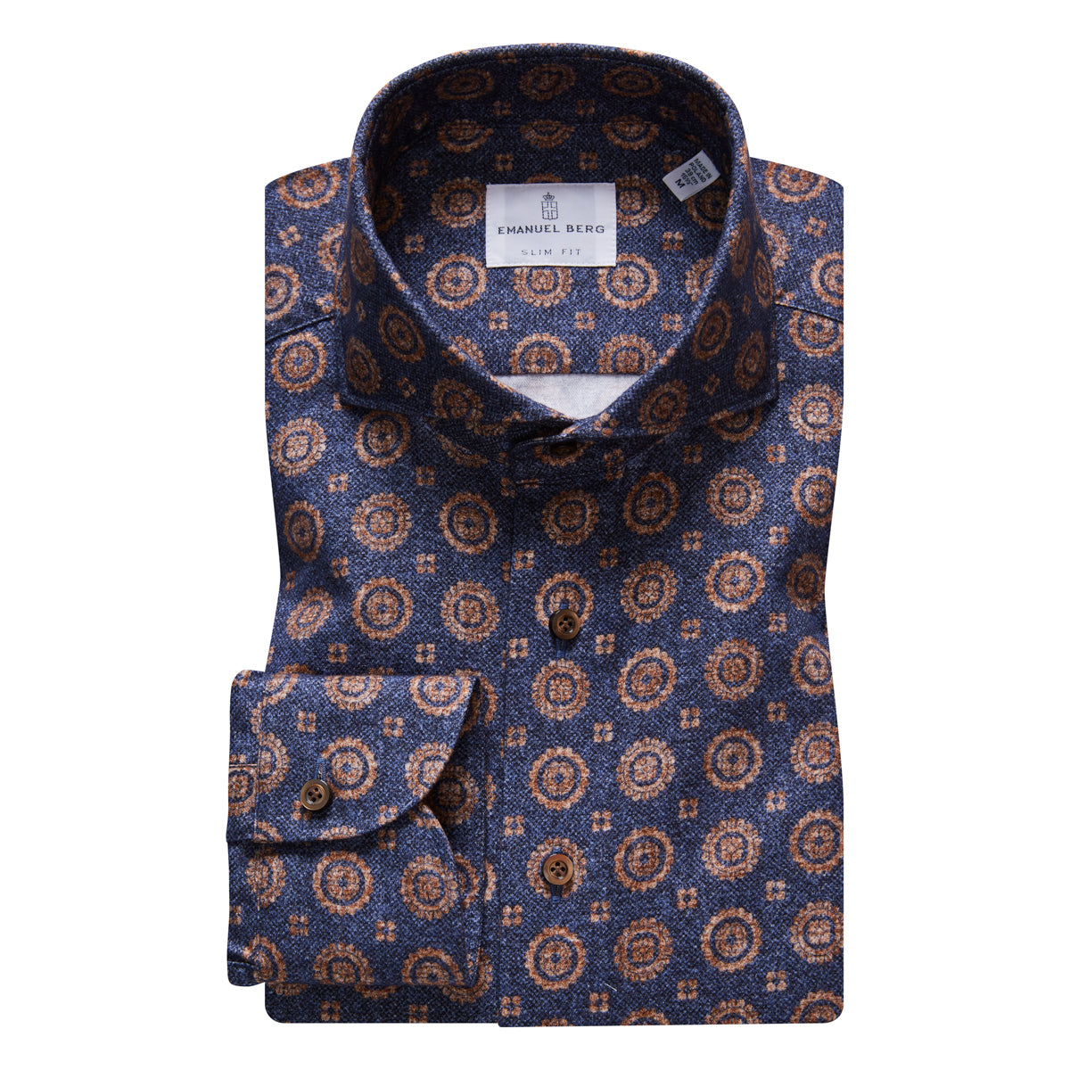 Tailored Brushed Cotton Twill Shirt in Dark Blue — Emanuel Berg