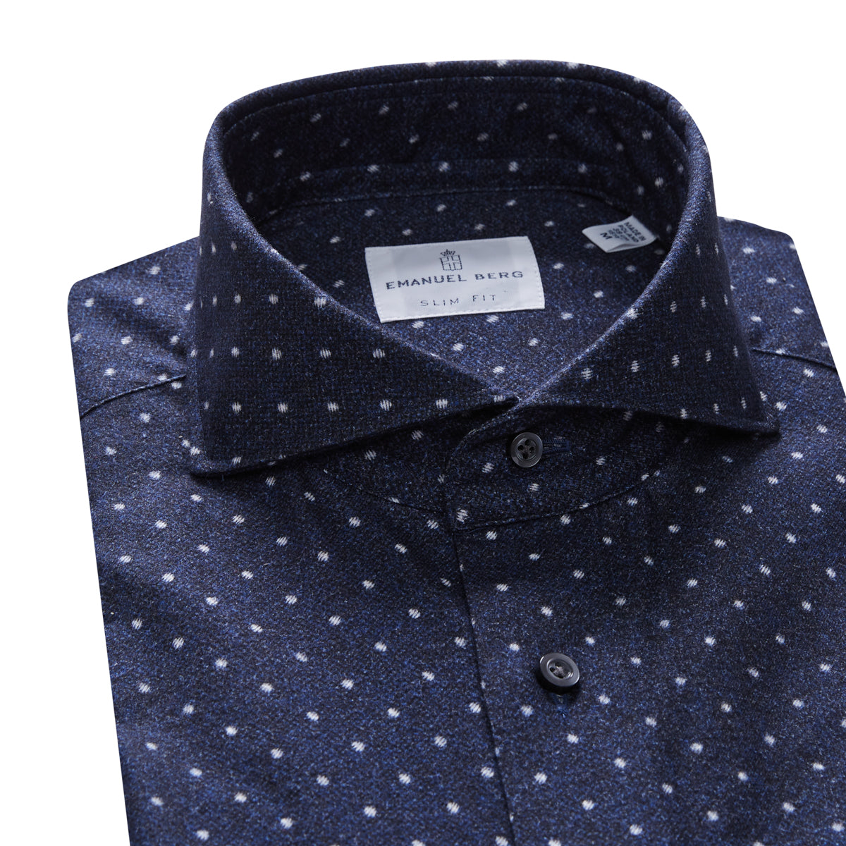 Tailored Brushed Cotton Twill Shirt in Dark Blue — Emanuel Berg