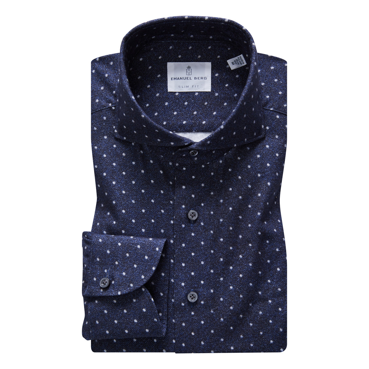 Tailored Brushed Cotton Twill Shirt in Dark Blue — Emanuel Berg