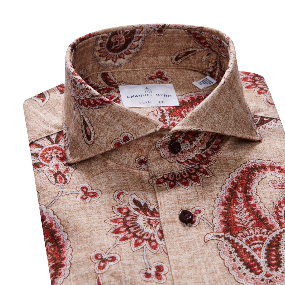 Tailored Brushed Cotton Twill Shirt in Medium Brown — Emanuel Berg