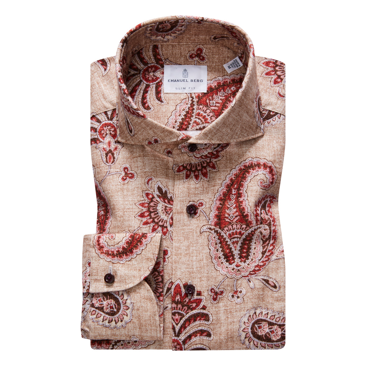 Tailored Brushed Cotton Twill Shirt in Medium Brown — Emanuel Berg