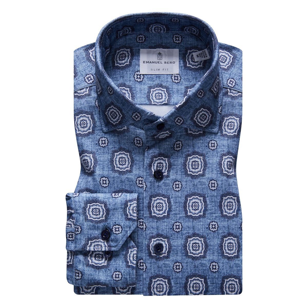 Modern 4Flex Stretch Knit Shirt in Medium Blue — Emanuel Berg