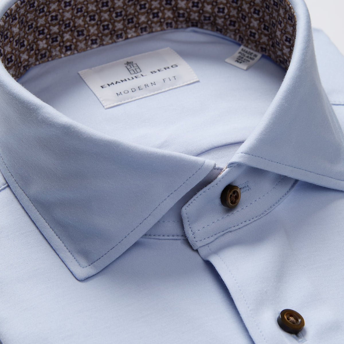Modern 4Flex Stretch Knit Shirt in Light Pastel Blue — Emanuel Berg