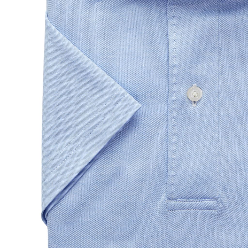 Textured Jacquard Short-Sleeve Polo in Light Pastel Blue — Emanuel Berg
