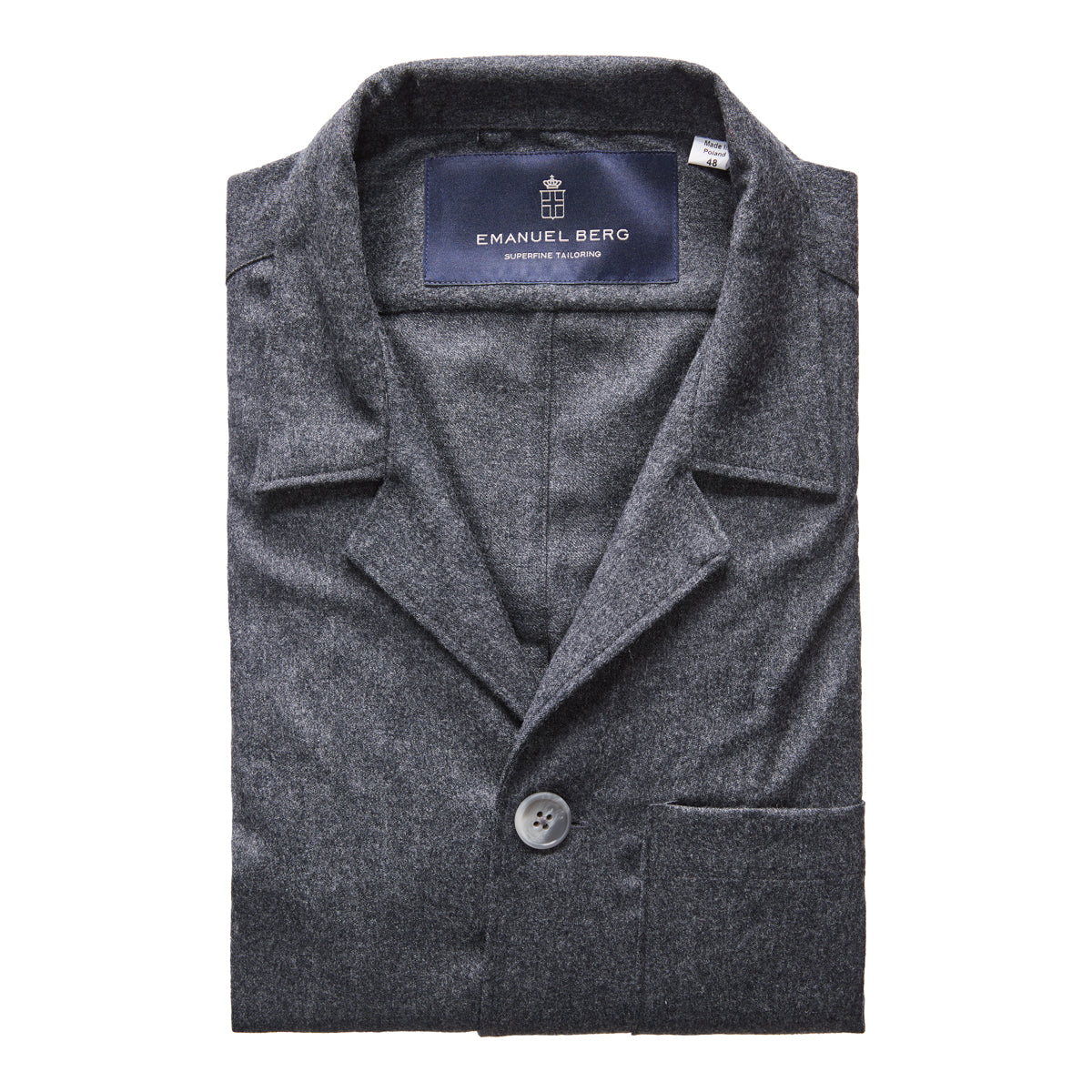 Wool Flannel D-Constructed Shirt Jacket in Charcoal — Emanuel Berg