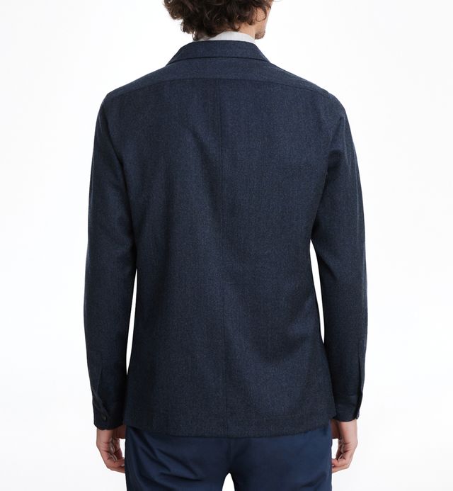 Wool Flannel D-Constructed Shirt Jacket in Dark Blue — Emanuel Berg