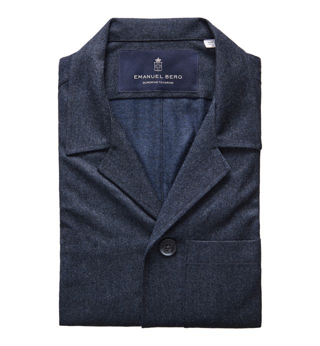 Wool Flannel D-Constructed Shirt Jacket in Dark Blue — Emanuel Berg