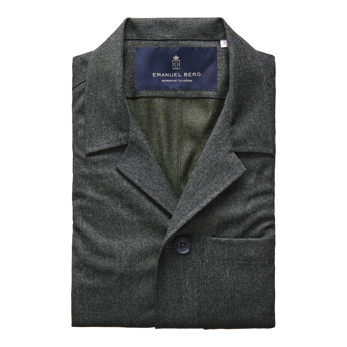 Wool Flannel D-Constructed Shirt Jacket in Dark Green — Emanuel Berg