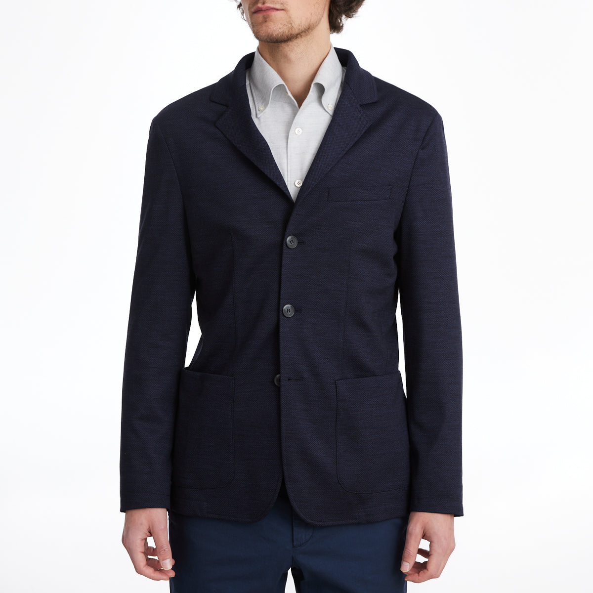 Wool D-Construcred Shirt Jacket in Navy — Emanuel Berg