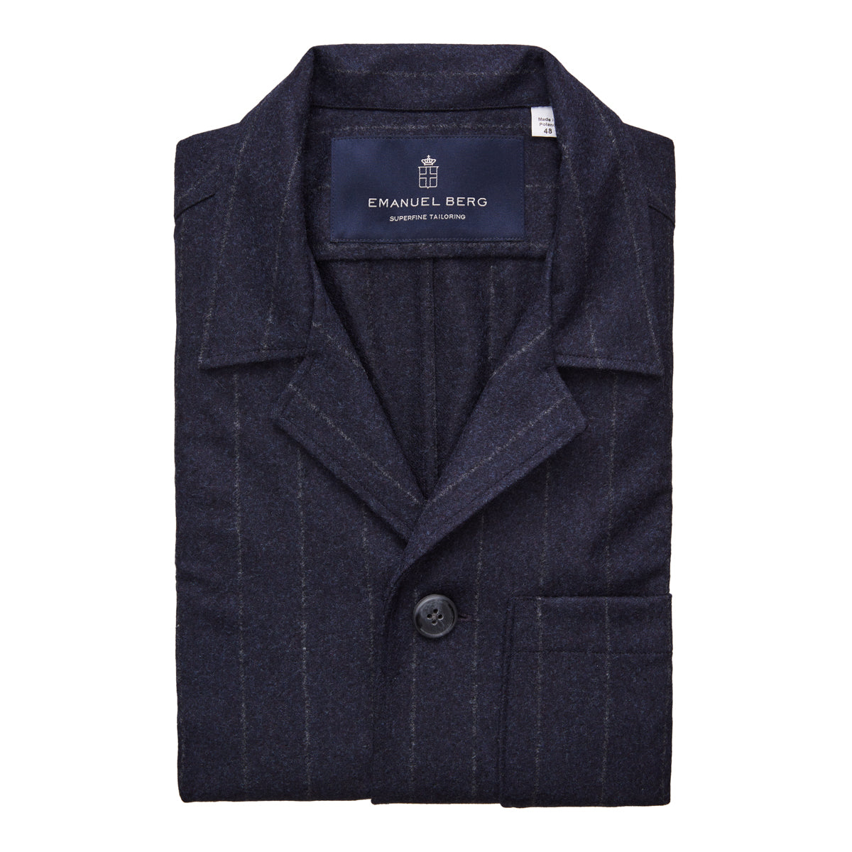 Stripe Wool D-Constructed Shirt Jacket in Navy — Emanuel Berg