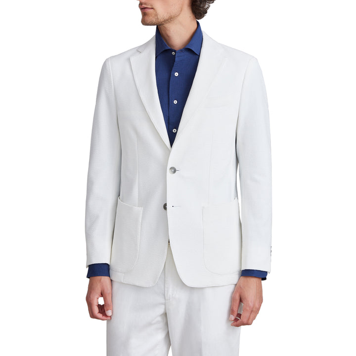 Seersucker Deconstructed Shirt Jacket