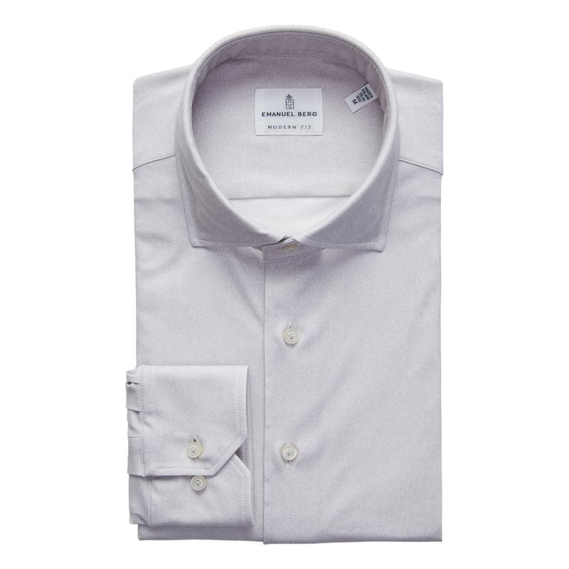 Modern 4Flex Stretch Knit Shirt in Light Grey — Emanuel Berg