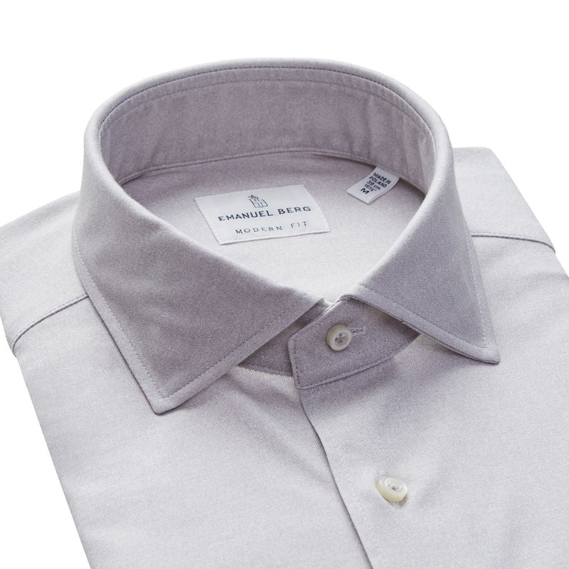 Modern 4Flex Stretch Knit Shirt in Light Grey — Emanuel Berg