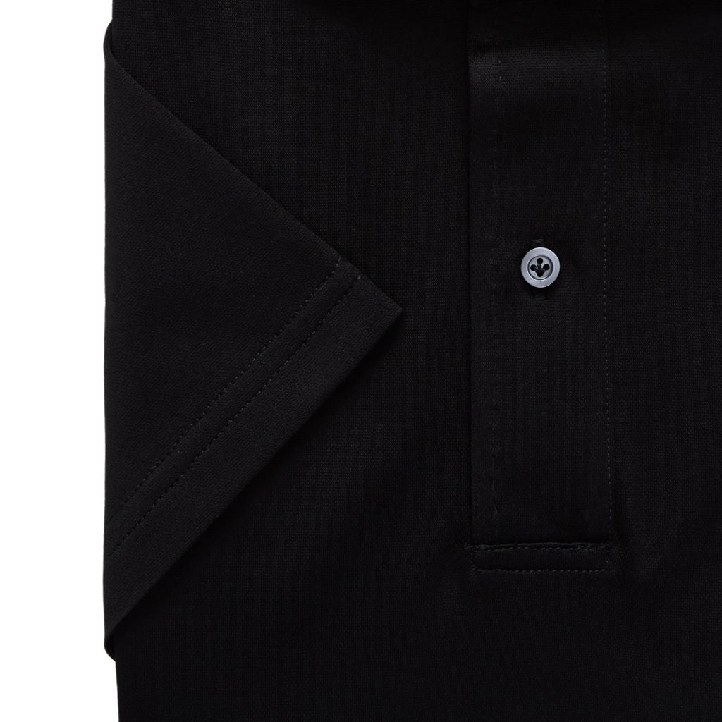 Textured Jacquard Short-Sleeve Polo in Black — Emanuel Berg