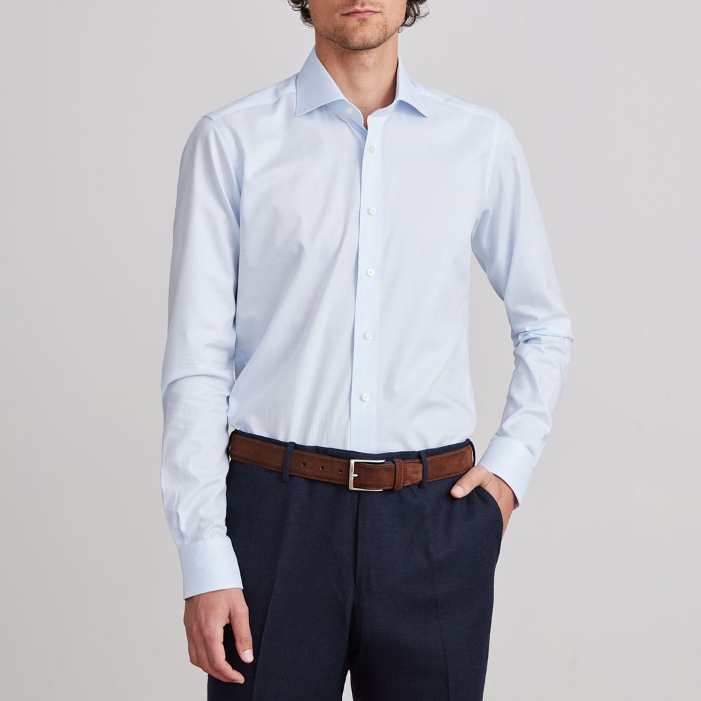 Yoga Twill Premium Stretch Shirt in Light Pastel Blue — Emanuel Berg
