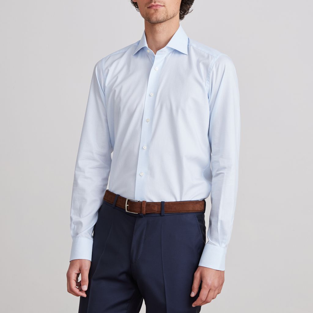 Yoga Twill Premium Stretch Shirt in Light Pastel Blue — Emanuel Berg