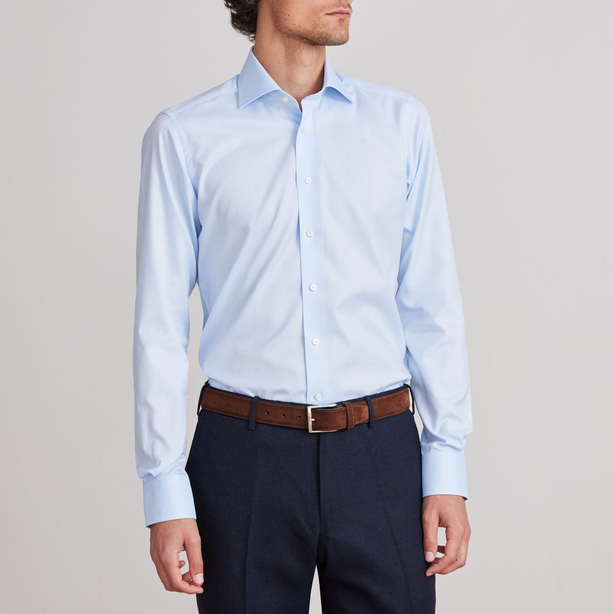 Natural Stretch Yoga Twill Shirt in Light Pastel Blue — Emanuel Berg