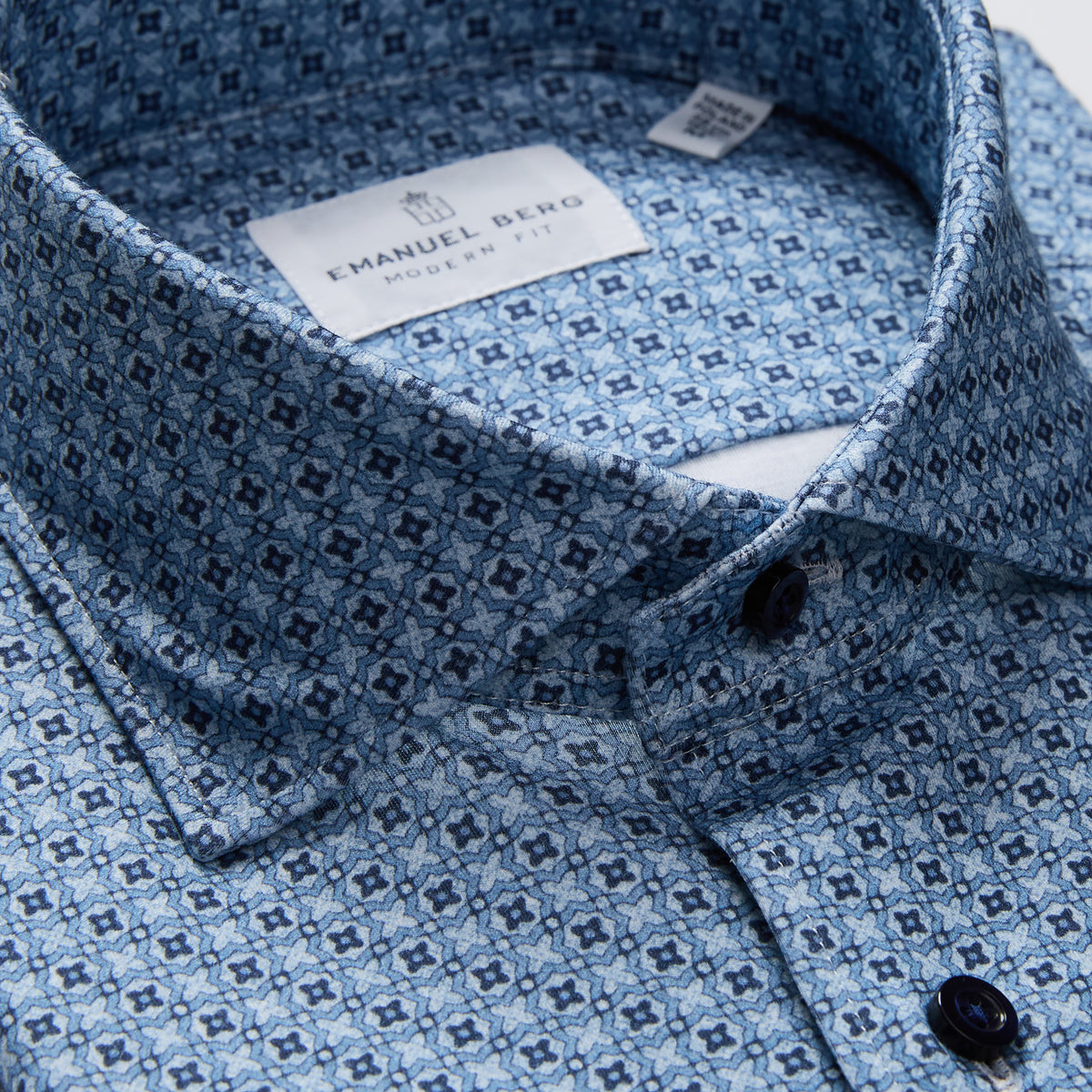 Modern 4 Flex Stretch Knit Shirt in Medium Blue — Emanuel Berg