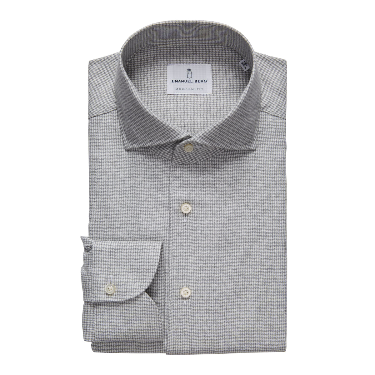 Houndstooth Lyocell Flannel Shirt in Light Grey — Emanuel Berg