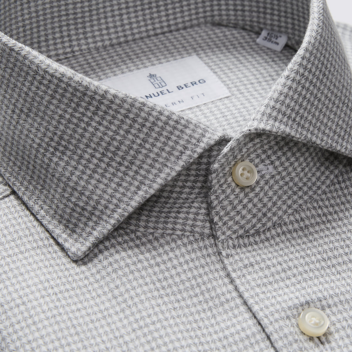 Houndstooth Lyocell Flannel Shirt in Light Grey — Emanuel Berg