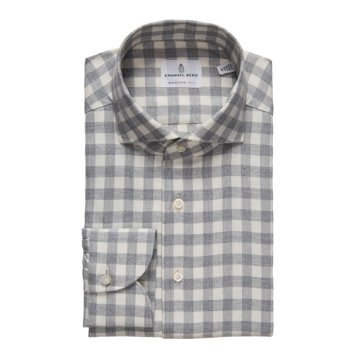 Luxe Flannel Checked Shirt in Light Grey — Emanuel Berg