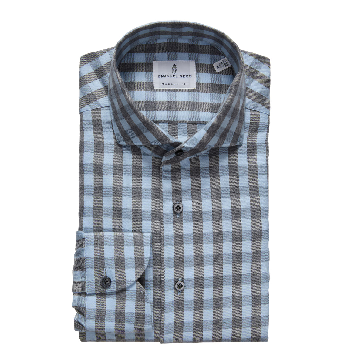 Checked Twill Lyocell Flannel Shirt in Light Pastel Blue — Emanuel Berg