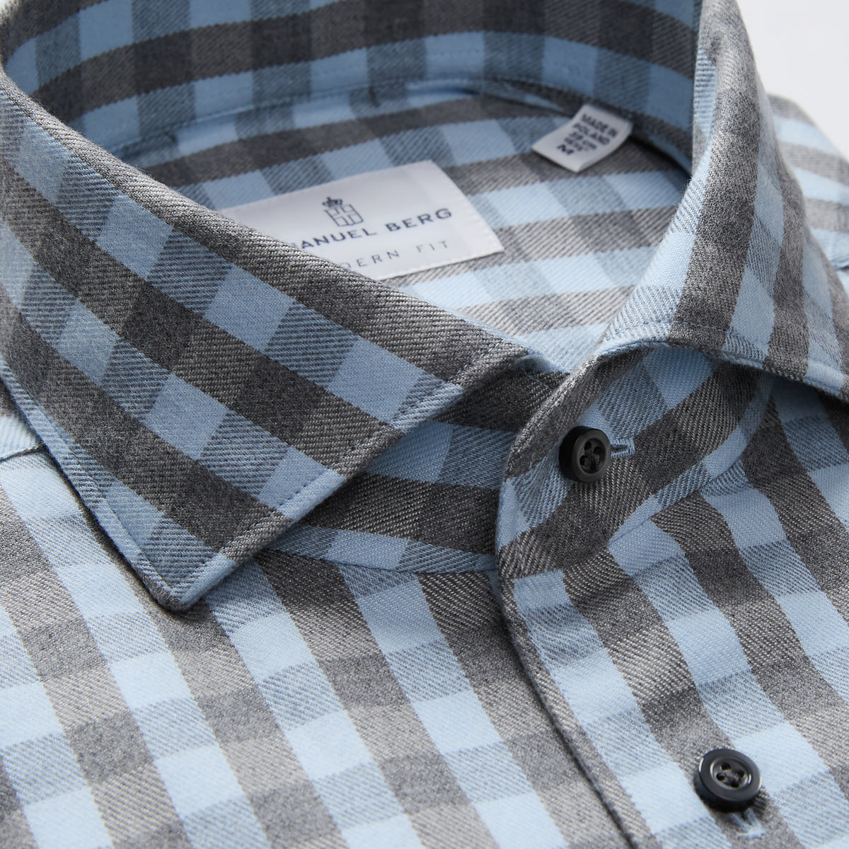 Checked Twill Lyocell Flannel Shirt in Light Pastel Blue — Emanuel Berg