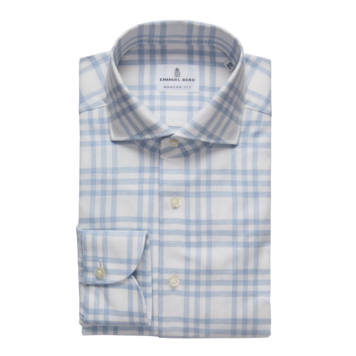 Checked Cotton Flannel Shirt — Blue in Blue — Emanuel Berg