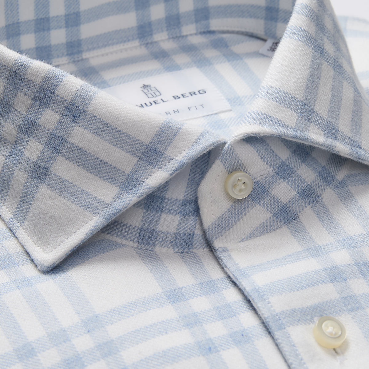 Checked Cotton Flannel Shirt — Blue in Blue — Emanuel Berg