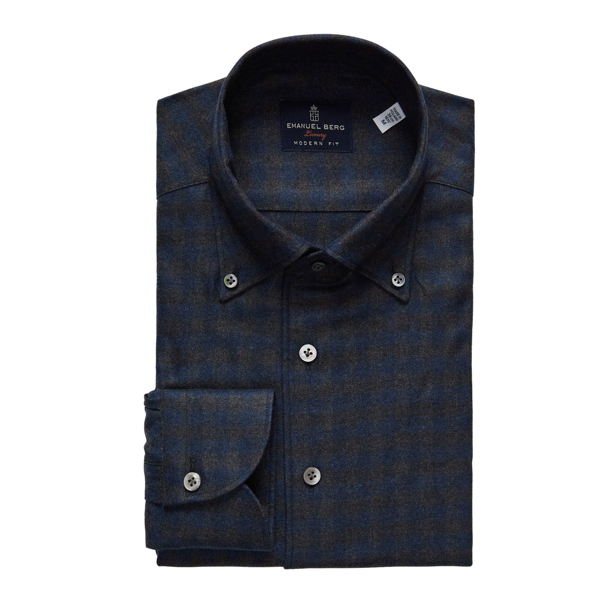 Checked Cotton-Lyocell Mélange Twill Shirt — Charcoal in Charcoal — Emanuel Berg