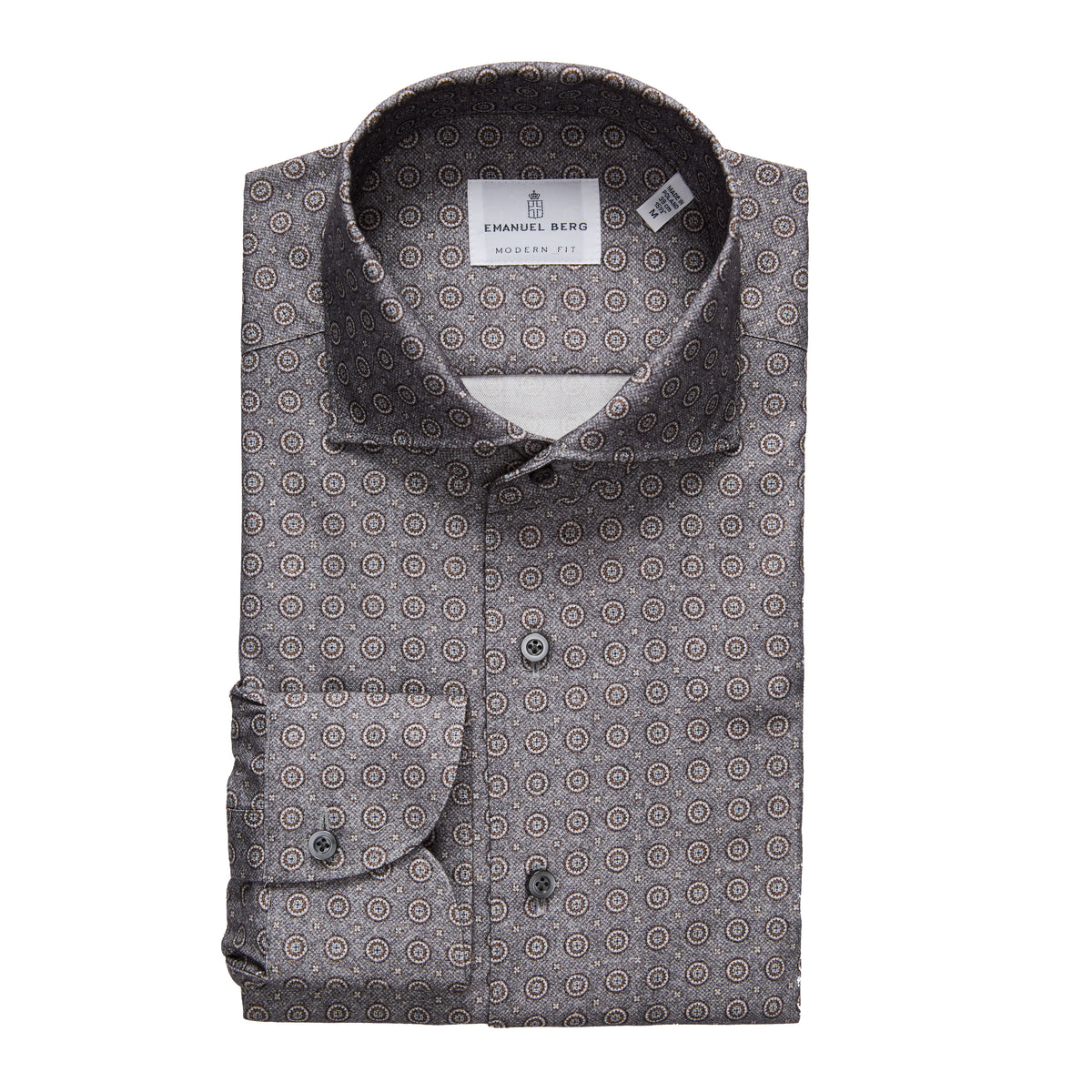 Geometric Luxe Flannel Shirt in Dark Grey — Emanuel Berg