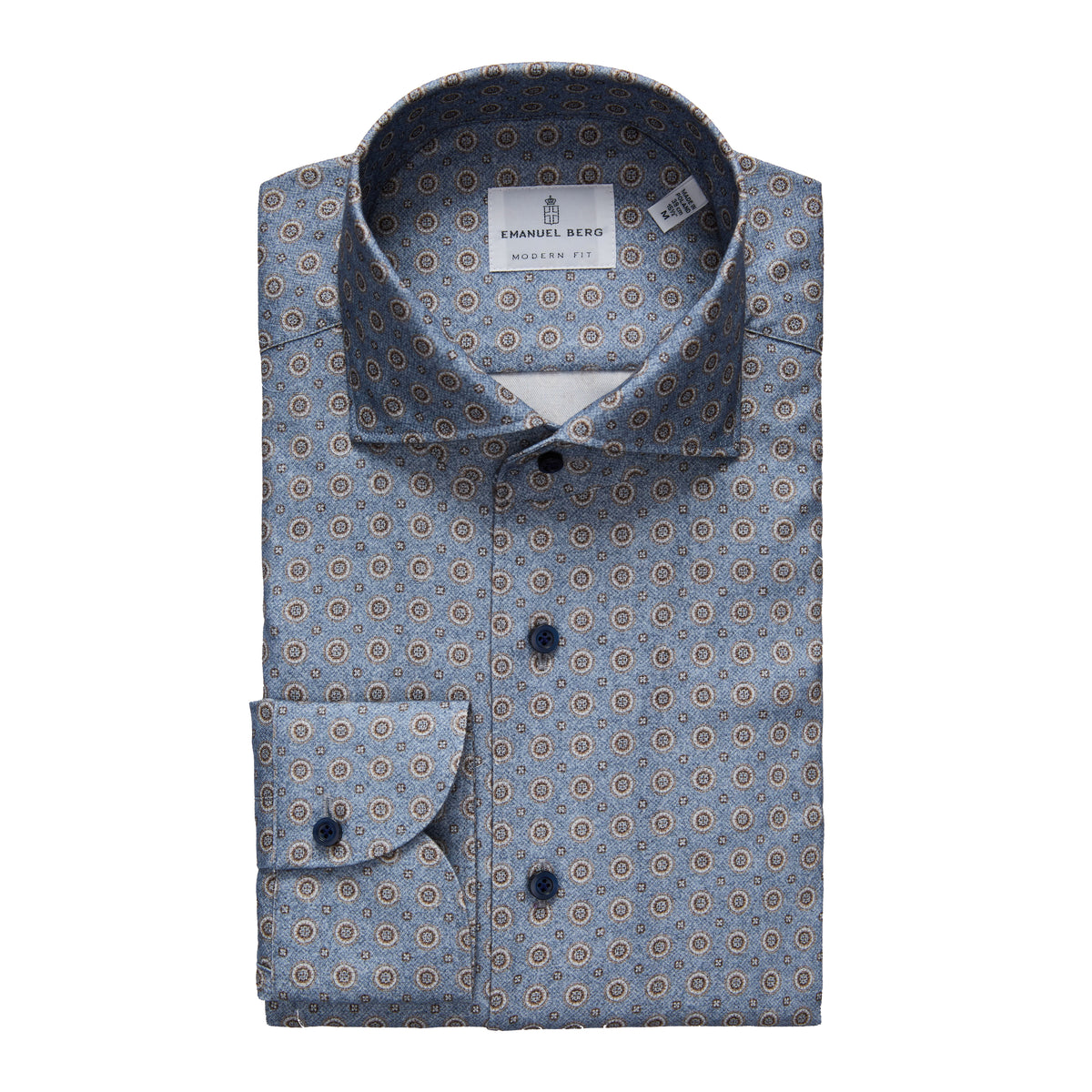 Geometric Print Flannel Shirt in Medium Blue — Emanuel Berg