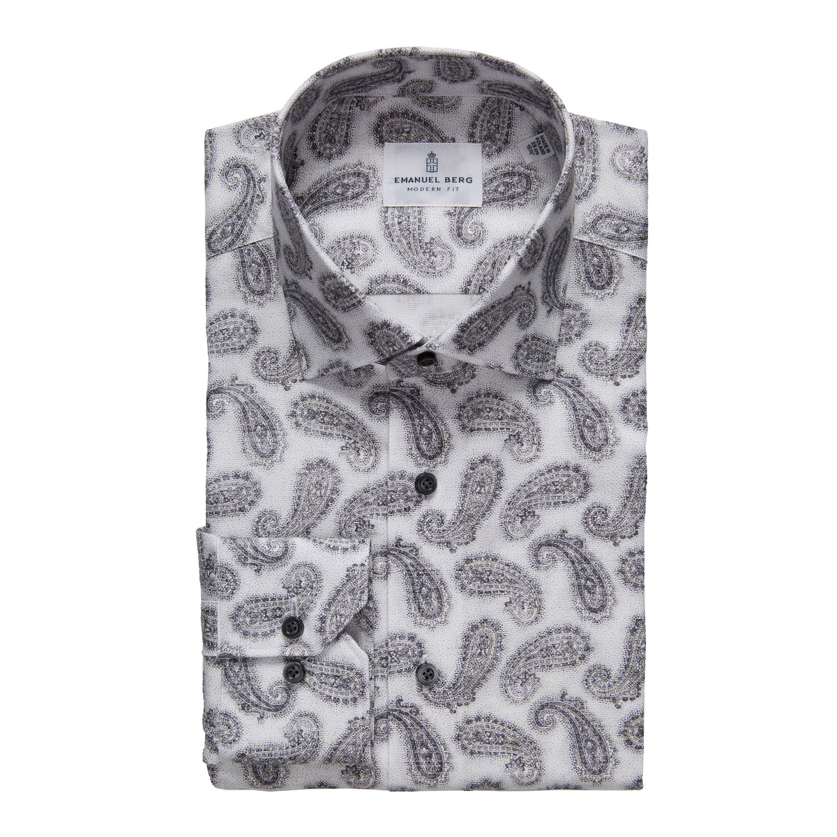 Dobby Printed Dress Shirt in Light Grey — Emanuel Berg