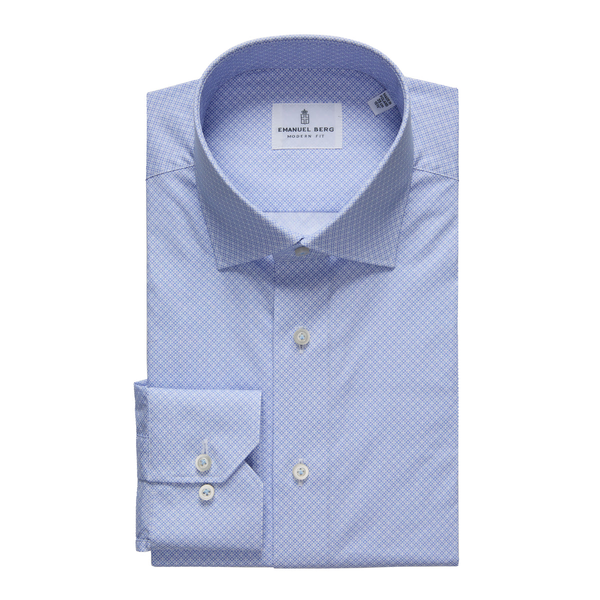 Printed Poplin Dress Shirt in Light Pastel Blue — Emanuel Berg