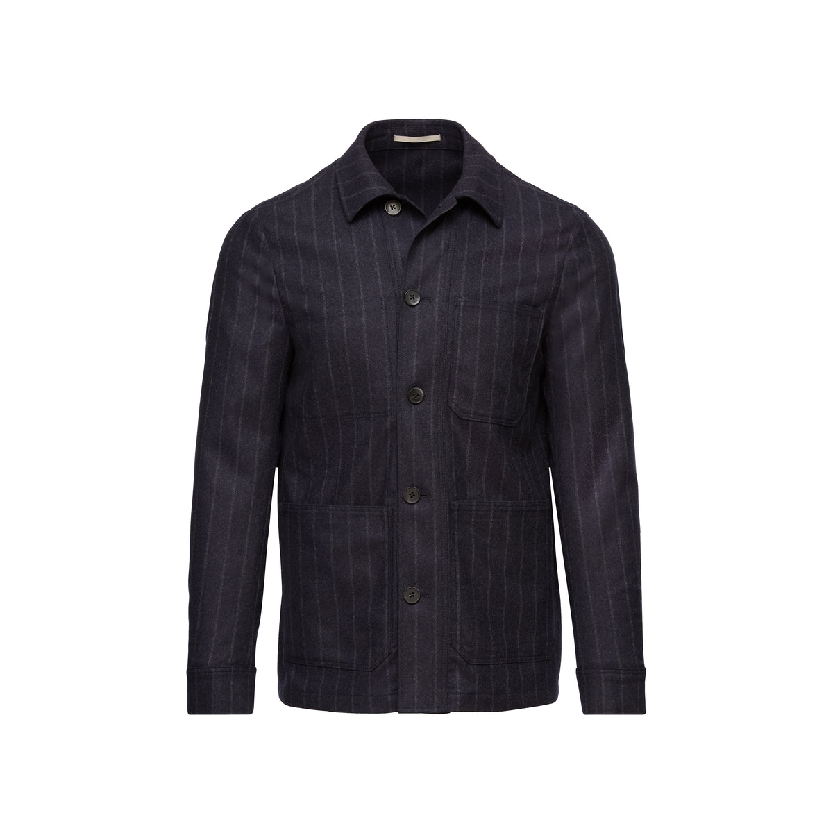 Wool Cashmere Deconstructed Shirt Jacket in Navy — Emanuel Berg