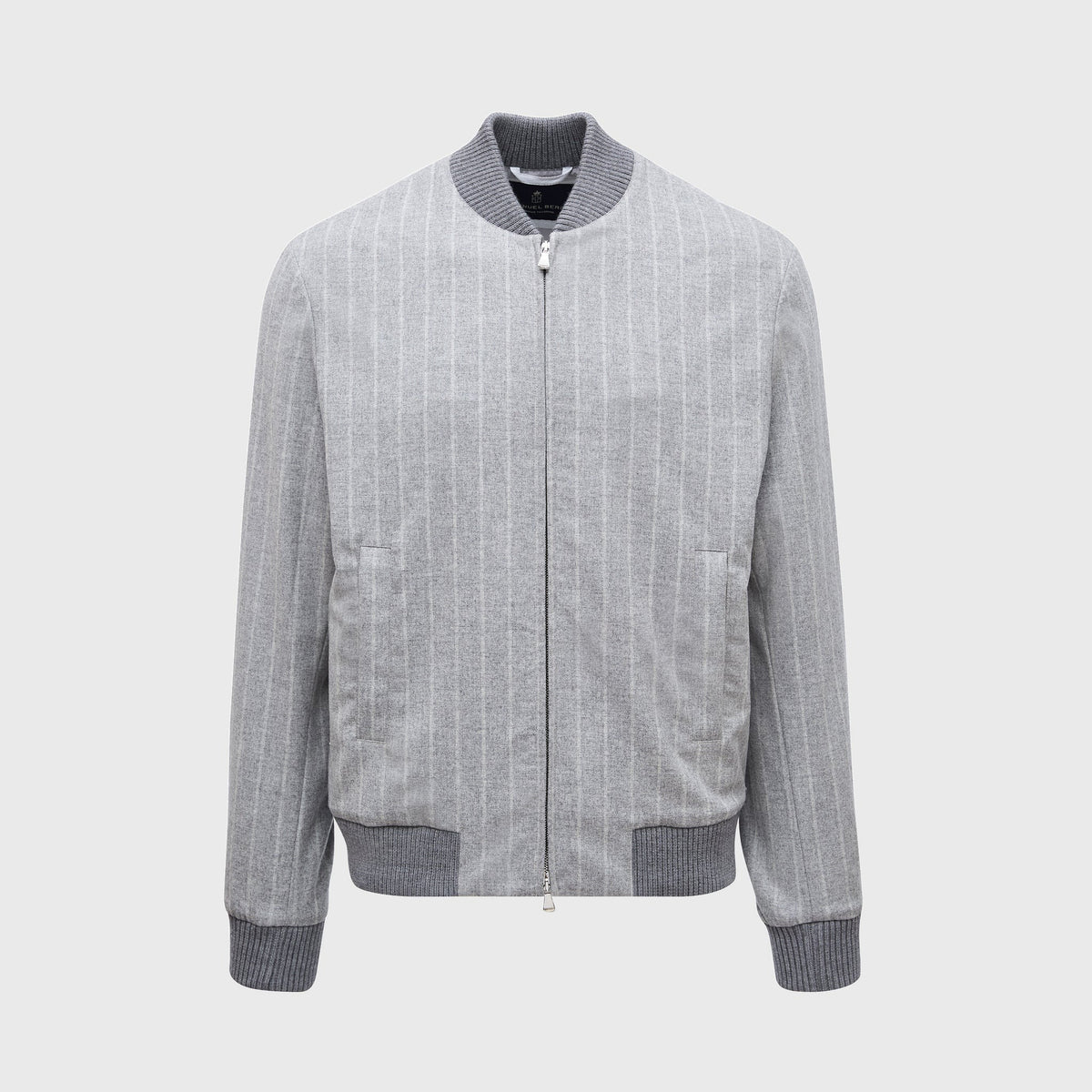 Striped Wool-Cashmere Blouson in Light Grey — Emanuel Berg