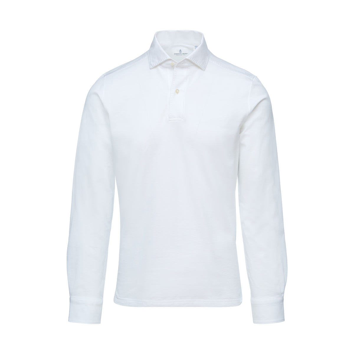 Jacquard Luxe Knit Polo in White — Emanuel Berg