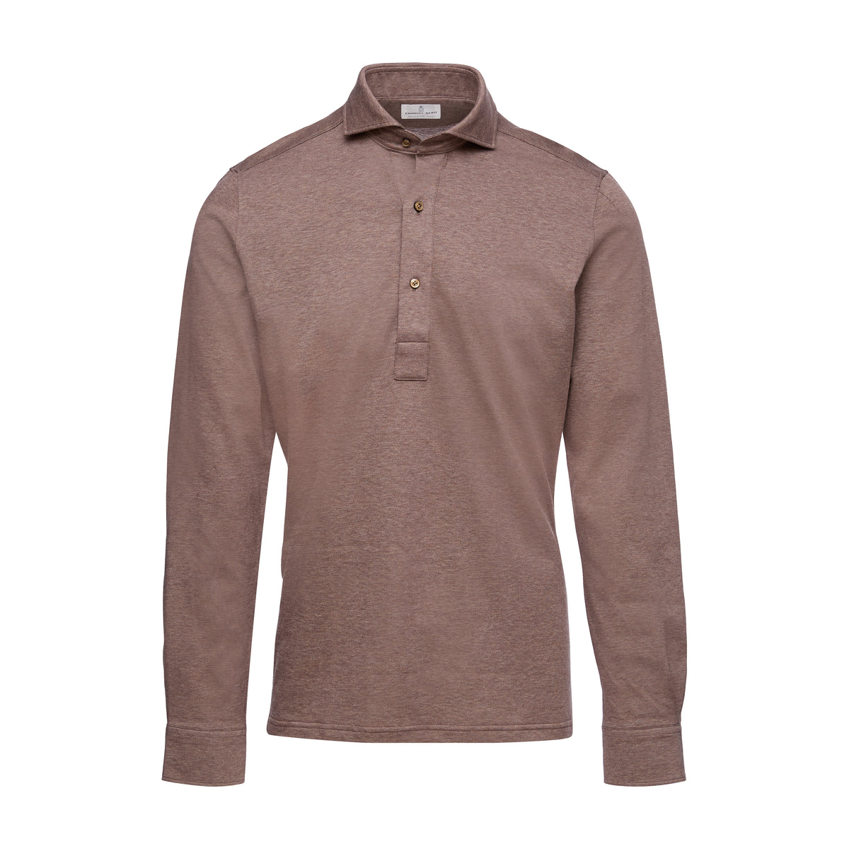 Premium Jersey Long Sleeve Polo in Dark Brown — Emanuel Berg