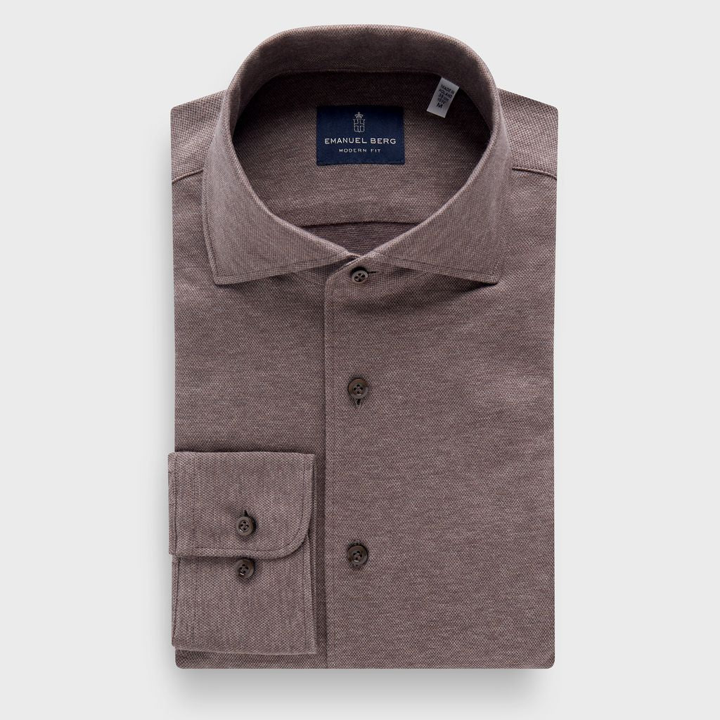 Jersey Knit Shirt — Dark Brown in Dark Brown — Emanuel Berg