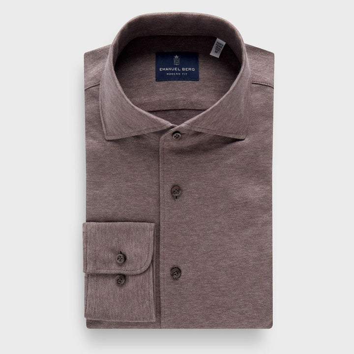 Jersey Knit Shirt — Dark Brown in Dark Brown — Emanuel Berg