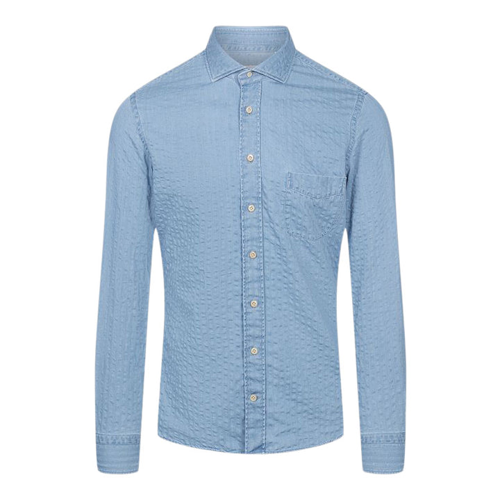 Washed Crinkle Denim Casual Shirt
