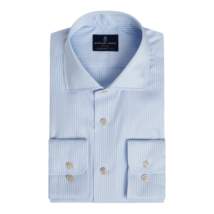 Striped Cotton Twill Dress Shirt