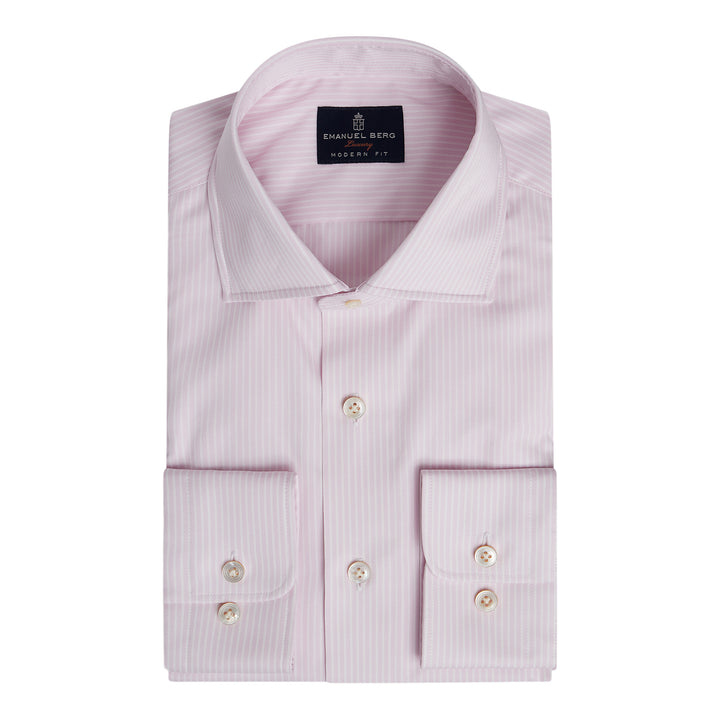 Striped Cotton Twill Dress Shirt