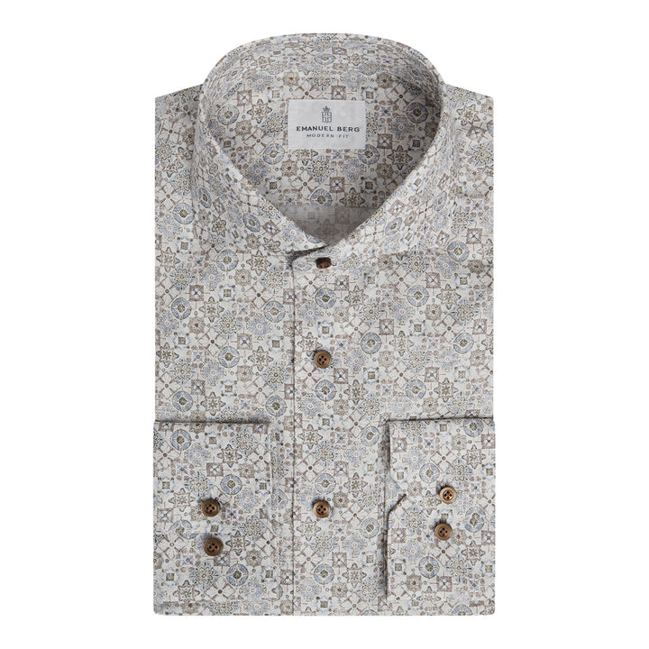 Dobby Printed Cotton Dress Shirt