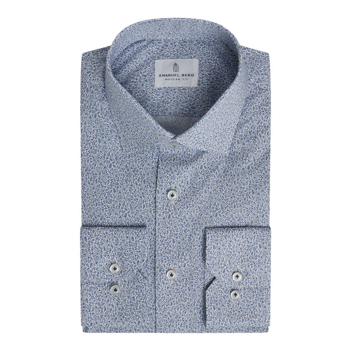 Printed Stretch Cotton Poplin Dress Shirt