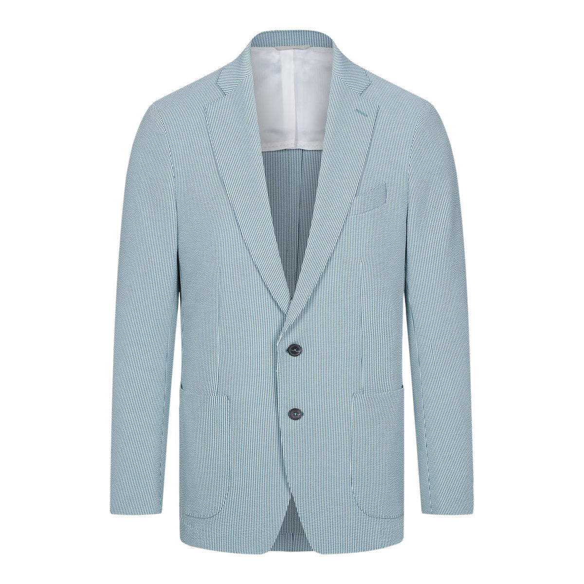Seersucker Deconstructed Jacket in Medium Green — Emanuel Berg