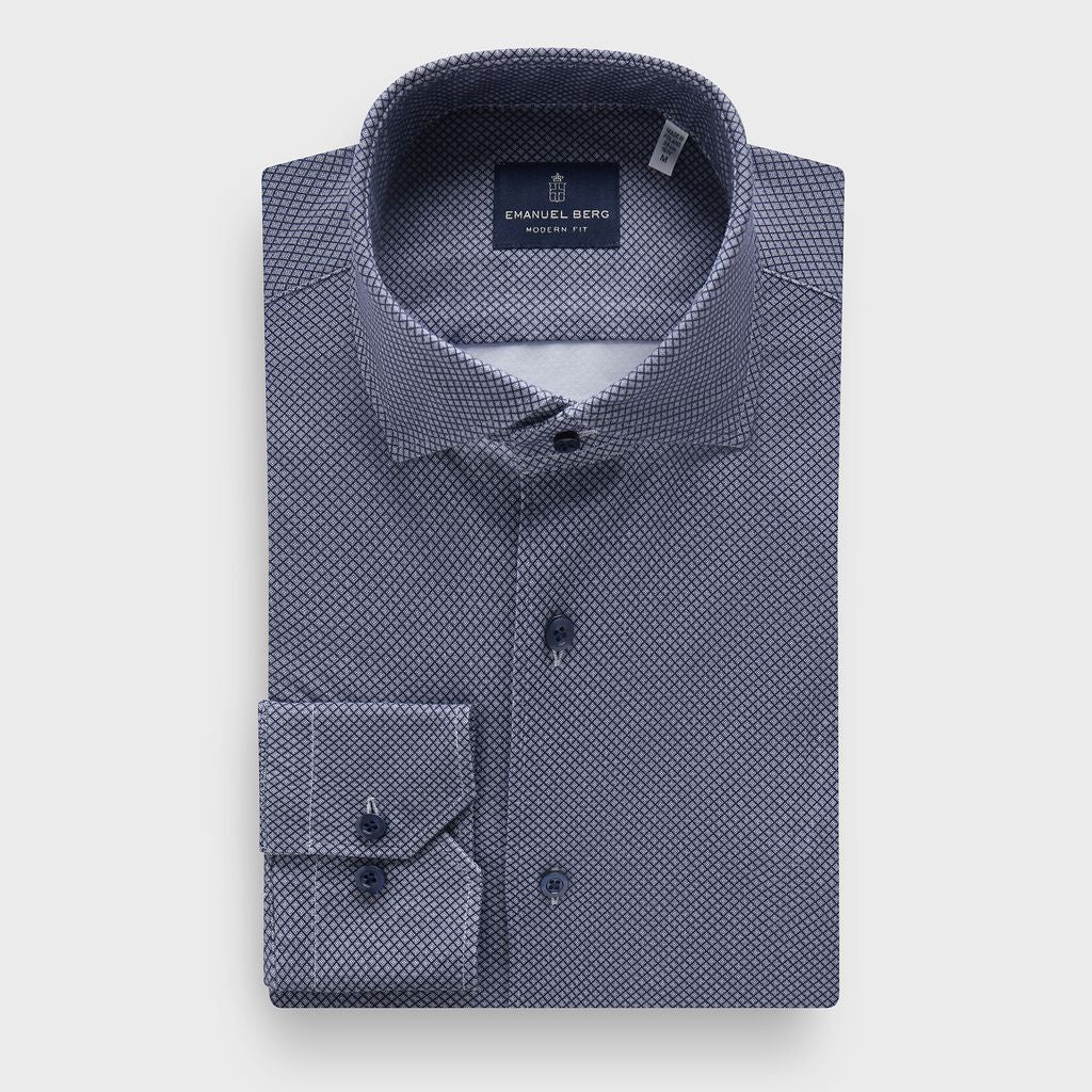 Modern 4Flex Stretch Knit Shirt in MF NAVY — Emanuel Berg