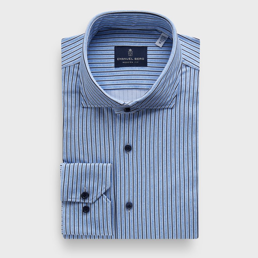 Modern 4Flex Stretch Knit Shirt in MF MEDIUM BLUE — Emanuel Berg